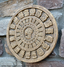 Load image into Gallery viewer, History MAYAN AZTEC Haab Tzolkin CALENDAR Sculptural wall relief plaque 8.5&quot; Museum Quality Neo-Mfg n12
