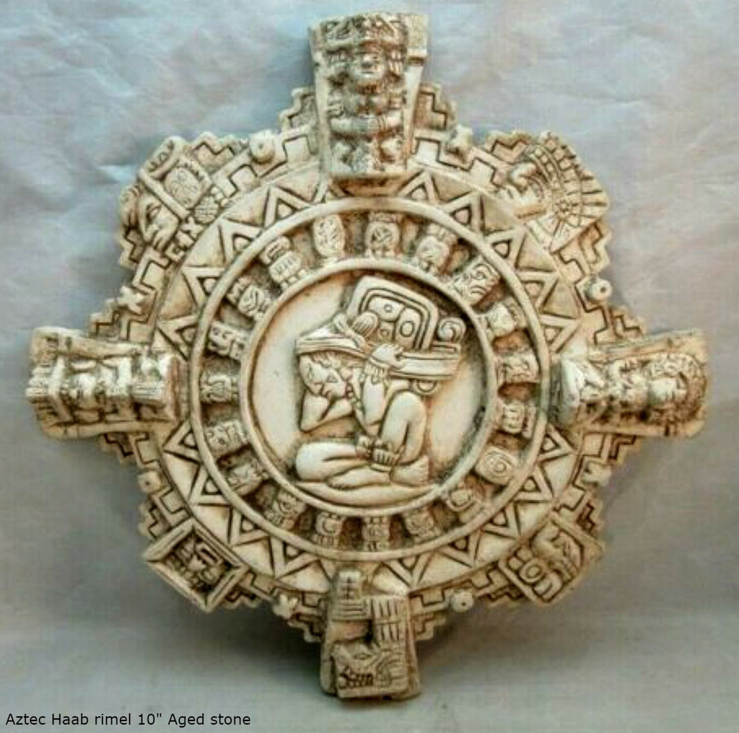 History Aztec Maya Artifact Carved Rimel Haab Sun Stone Sculpture Statue 10