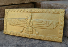 Load image into Gallery viewer, Assyrian Faravahar ahura mazda Persian Persepolis art Sculpture wall plaque relief 17" www.Neo-Mfg.com
