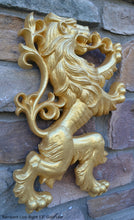 Load image into Gallery viewer, Animal LION Rampant Lowenbrau sculpture wall art frieze www.Neo-Mfg.com 13&quot; medieval right or left face home decor
