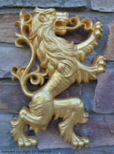Load image into Gallery viewer, Animal LION Rampant Lowenbrau sculpture wall art frieze www.Neo-Mfg.com 13&quot; medieval right or left face home decor
