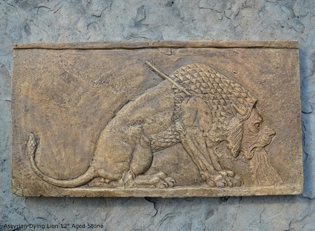 Assyrian Dying Lion Sculpture museum reproduction art 12
