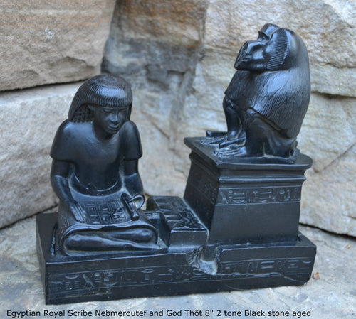 History Egyptian Royal Scribe Nebmeroutef and God Thôt statue Sculpture museum reproduction art 8
