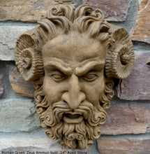 Load image into Gallery viewer, Roman Greek Zeus Ammun bust Sculptural Wall frieze plaque relief www.Neo-Mfg.com 12&quot;
