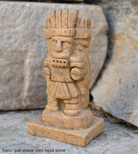 Aztec Mayan Tlaloc Rain God Artifact Carved Sculpture Statue mini www.Neo-Mfg.com Tlāloc