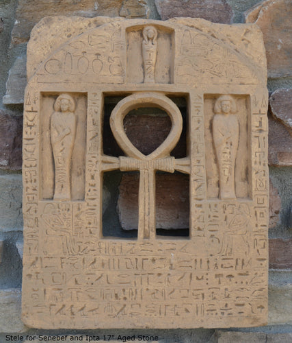 History Egyptian Stele for Senebef and Ipta Artifact Carved Sculpture Statue 17