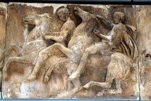 Load image into Gallery viewer, Roman Greek Parthenon Horsemen riders frieze block Artifact Carved Sculpture Statue www.Neo-Mfg.com 14&quot;
