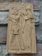 Load image into Gallery viewer, Egyptian Hathor welcomes Sethos I Sculpture museum reproduction art 10&quot; www.Neo-Mfg.com home decor Isis e19
