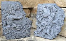 Load image into Gallery viewer, History Aztec Maya Artifact Carved Tezcatlipoca &amp; Chalchiuhtlicue Sculpture Statue 11&quot; Tall www.Neo-Mfg.com Wall art Codex 2 pc set
