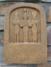 Load image into Gallery viewer, History Egyptian Triad of Osiris Dedia stele the master builder. Isis Osiris &amp; Horus Artifact Sculpture Statue 14" www.Neo-Mfg.com c9
