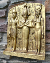 Load image into Gallery viewer, History Egyptian Triad of Osiris Dedia stele the master builder. Isis Osiris &amp; Horus Artifact Sculpture Statue 16&quot; www.Neo-Mfg.com
