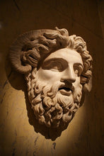 Load image into Gallery viewer, Roman Greek Zeus Ammun bust Sculptural Wall frieze plaque relief www.Neo-Mfg.com 12&quot;

