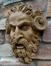 Load image into Gallery viewer, Roman Greek Zeus Ammun bust Sculptural Wall frieze plaque relief www.Neo-Mfg.com 12&quot;
