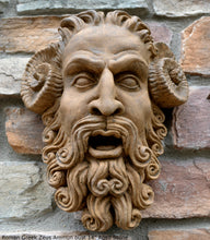 Load image into Gallery viewer, Roman Greek Zeus Ammun bust Sculptural Wall frieze plaque relief www.Neo-Mfg.com 12&quot;
