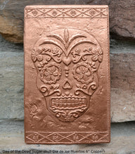 Load image into Gallery viewer, Aztec Mexican Day of the Dead Sugar skull Dia de los Muertos Sculptural wall relief plaque www.Neo-Mfg.com 6" k29
