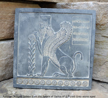Load image into Gallery viewer, Assyrian Persian Winged Sphinx from the Palace of Darius Sculpture reproduction art 8" www.Neo-Mfg.com Museum Reproduction g26
