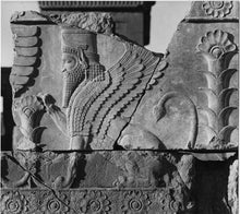 Load image into Gallery viewer, Assyrian Persian Winged Sphinx from the Palace of Darius Sculpture reproduction art 8" www.Neo-Mfg.com Museum Reproduction g26
