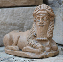 Load image into Gallery viewer, Assyrian Androcephalous bull Babylonian statue fragment replica Mesopotamian sculpture Artifact 5.5&quot; www.Neo-Mfg.comStatuette of an
