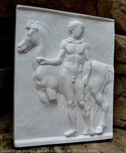 Load image into Gallery viewer, Roman Greek Orpheus, Eurydice and Hermes Figure Sculptural Wall frieze plaque Fragment www.Neo-Mfg.com 10&quot; tall Museum reproduction j25
