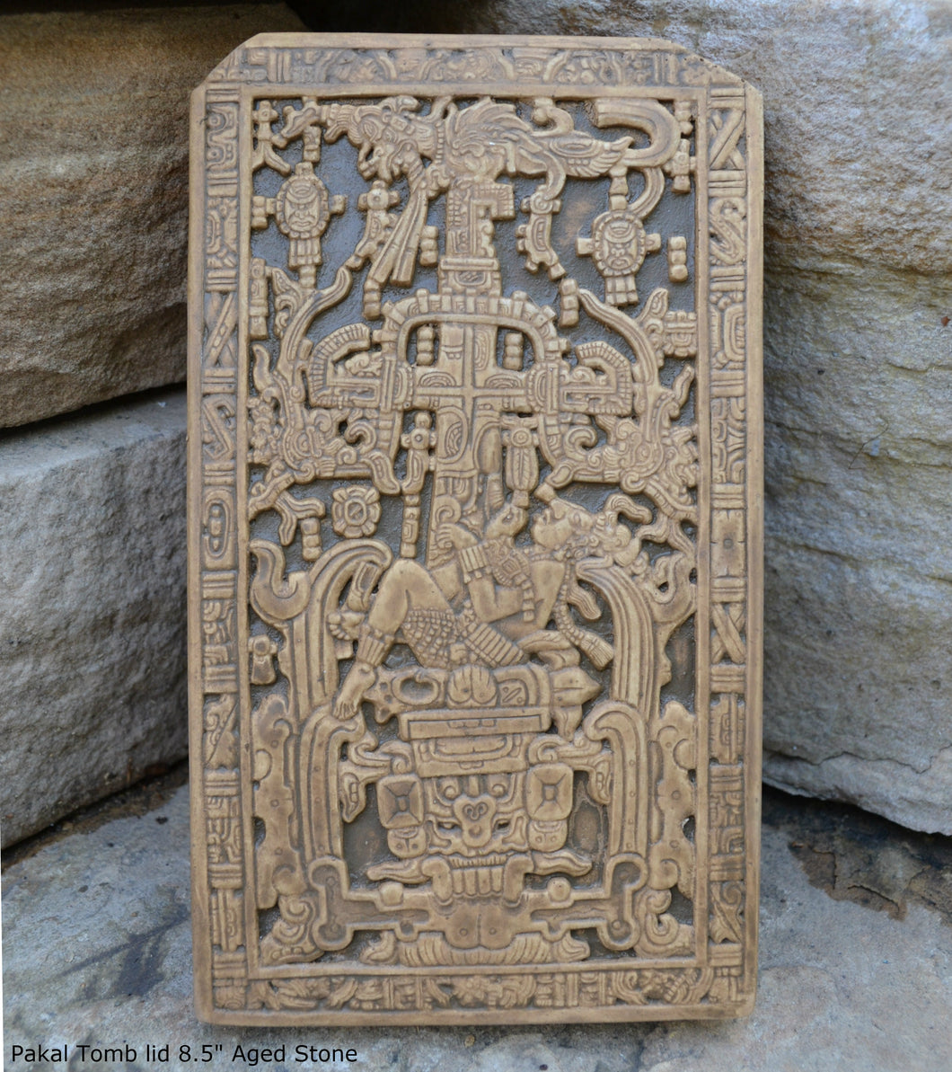 History Aztec Mayan sarcophagus of king K’inich Janaab’ Pakal wall plaque art 8.5
