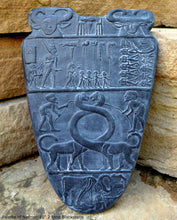 Load image into Gallery viewer, History Egyptian Palette of Narmer Sculptural statue 2 sided www.Neo-Mfg.com 10&quot;
