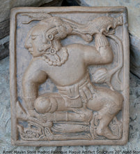 Load image into Gallery viewer, Aztec Mayan Stele Madrid Palenque Plaque Artifact Sculpture 20" www.Neo-Mfg.com Museum reproduction from actual temple carving
