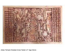 Load image into Gallery viewer, Aztec Mayan Temple Foliated Cross Tablet Sculpture 17" www.Neo-Mfg.com Plaque relief carving
