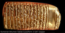 Load image into Gallery viewer, Sumerian Bitumen Tablet Cuneiform Sculptural www.Neo-Mfg.com museum reproduction 3 5/8&quot;
