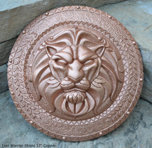 Load image into Gallery viewer, Roman Greek Lion Warrior Shield Sculpture Statue www.Neo-Mfg.com 17&quot;

