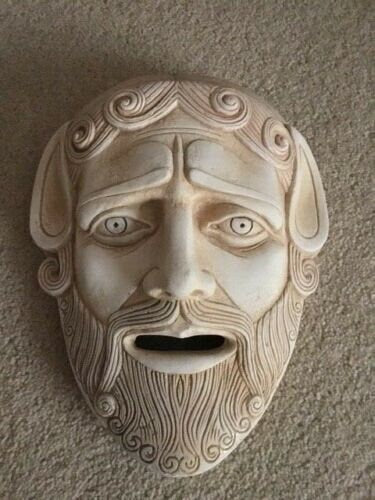 Roman Greek Mask Sculptural wall relief plaque 9.5