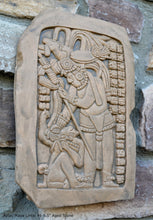 Load image into Gallery viewer, History Aztec Maya Mesoamerica lintel 46 plaque wall Sculpture Statue www.Neo-Mfg.com 9.5&quot; d14
