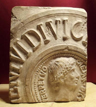 Load image into Gallery viewer, Roman Caesar coin architectural fragment Sculptural Wall frieze plaque relief www.Neo-Mfg.com 10&quot;
