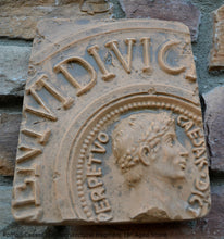 Load image into Gallery viewer, Roman Caesar coin architectural fragment Sculptural Wall frieze plaque relief www.Neo-Mfg.com 10&quot;

