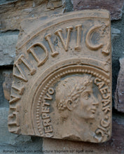 Load image into Gallery viewer, Roman Caesar coin architectural fragment Sculptural Wall frieze plaque relief www.Neo-Mfg.com 10&quot;
