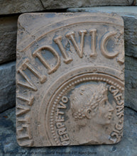 Load image into Gallery viewer, Roman Caesar coin architectural fragment Sculptural Wall frieze plaque relief www.Neo-Mfg.com 10&quot;
