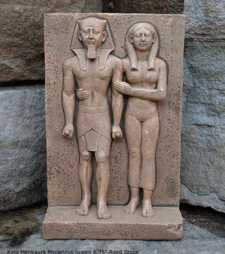 History Egyptian King Menkaura Mycerinus queen Statue Sculpture & wall plaque 6.75