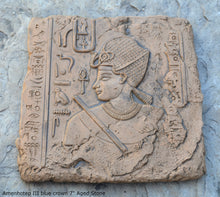 Load image into Gallery viewer, History Egyptian Amenhotep III blue crown Fragment Sculptural wall relief plaque www.Neo-Mfg.com 7" b17
