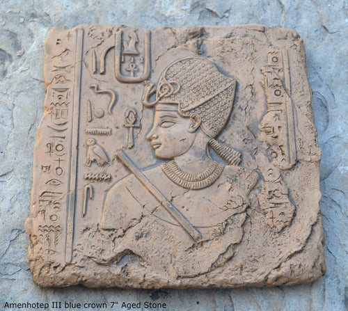History Egyptian Amenhotep III blue crown Fragment Sculptural wall relief plaque www.Neo-Mfg.com 7