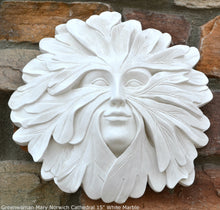 Load image into Gallery viewer, Nature Greenwoman Mary Norwich Cathedral Roof Boss sculpture wall plaque 15&quot; www.Neo-Mfg.com green man decor home
