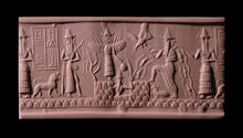 Load image into Gallery viewer, Historical Assyrian Akkadian Adda Cylinder Seal wall Sculpture www.Neo-Mfg.com Mesopotamia Museum Reproduction 2pc set Cy1
