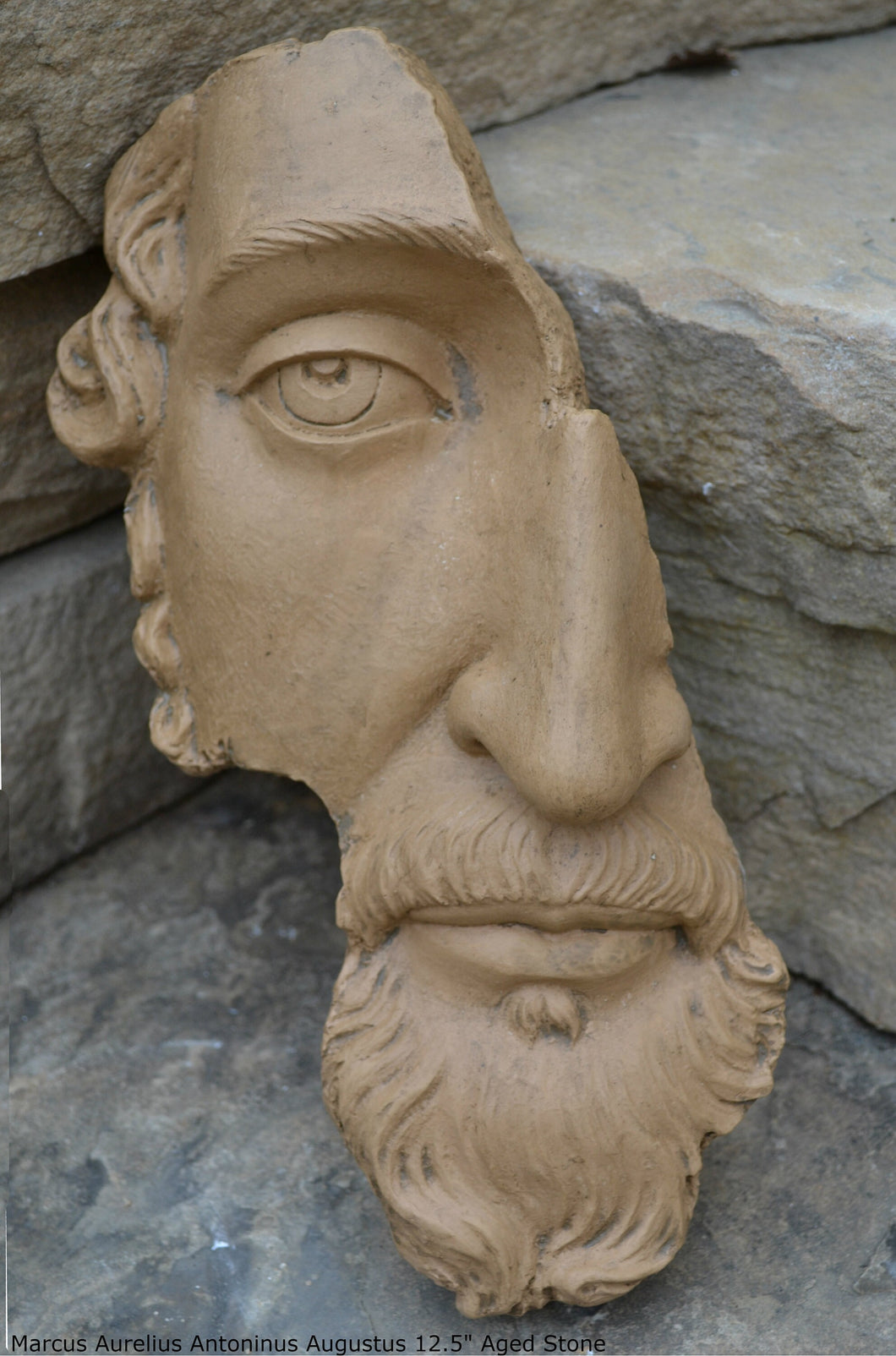 Marcus Aurelius Antoninus Augustus 3D Portrait Face Wall Plaque Sculpture Fragment 12.5