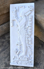 Load image into Gallery viewer, Aztec Mayan Chambalu Temple foliated cross Center left K'inich Kan Bahlam II carving wall plaque www.Neo-Mfg.com home decor art 11.5" L18

