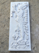 Load image into Gallery viewer, Aztec Mayan Chambalu Temple foliated cross Center left K&#39;inich Kan Bahlam II carving wall plaque www.Neo-Mfg.com home decor art 11.5&quot; L18
