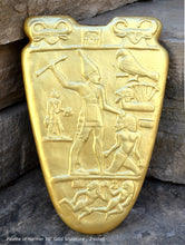 Load image into Gallery viewer, History Egyptian Palette of Narmer Sculptural statue 2 sided www.Neo-Mfg.com 10&quot;
