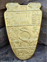 Load image into Gallery viewer, History Egyptian Palette of Narmer Sculptural statue 2 sided www.Neo-Mfg.com 10&quot;
