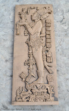 Load image into Gallery viewer, Aztec Mayan Chambalu Temple foliated cross Center left K&#39;inich Kan Bahlam II carving wall plaque www.Neo-Mfg.com home decor art 11.5&quot; L18
