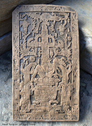 History Aztec Mayan sarcophagus of king K’inich Janaab’ Pakal wall plaque art 18