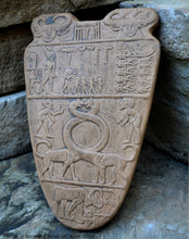 Load image into Gallery viewer, History Egyptian Palette of Narmer Sculptural statue 2 sided www.Neo-Mfg.com 10&quot;
