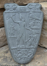 Load image into Gallery viewer, History Egyptian Palette of Narmer Sculptural statue 2 sided www.Neo-Mfg.com 10&quot;
