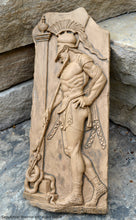 Load image into Gallery viewer, Roman Greek Hellenistic Sepulchral Warrior Stone Carving Sculpture Wall Frieze 5th cen BC 16&quot; tall www.Neo-Mfg.com
